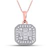 Image 1 : Baguette Diamond Cushion Cluster Pendant 1/4 Cttw 14KT Rose Gold