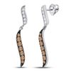 Image 1 : Round Brown Diamond Dangle Earrings 1/2 Cttw 10KT White Gold