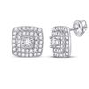 Image 1 : Round Diamond Square Earrings 1/4 Cttw 10KT White Gold