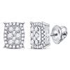 Image 1 : Round Diamond Rectangle Cluster Earrings 1/4 Cttw 14KT White Gold