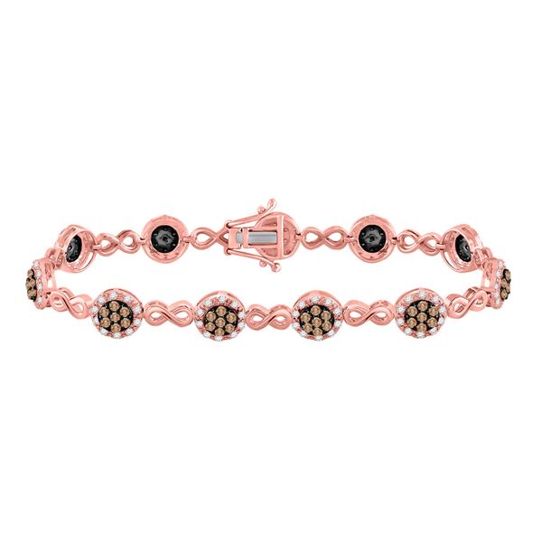 Round Brown Diamond Infinity Link Bracelet 2-1/5 Cttw 10KT Rose Gold
