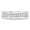 Image 2 : Machine Set Round Diamond Wedding Band Ring 1/5 Cttw 14KT White Gold