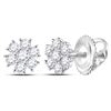 Image 1 : Round Diamond Flower Cluster Burst Earrings 1/8 Cttw 14KT White Gold