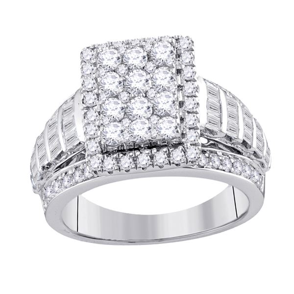 Diamond Cluster Bridal Wedding Engagement Ring 2 Cttw 10KT White Gold