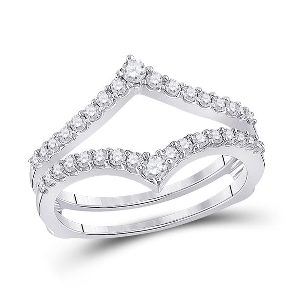 Round Diamond Ring Guard Wrap Enhancer Wedding Band 1/2 Cttw 14KT White Gold