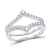 Image 1 : Round Diamond Ring Guard Wrap Enhancer Wedding Band 1/2 Cttw 14KT White Gold