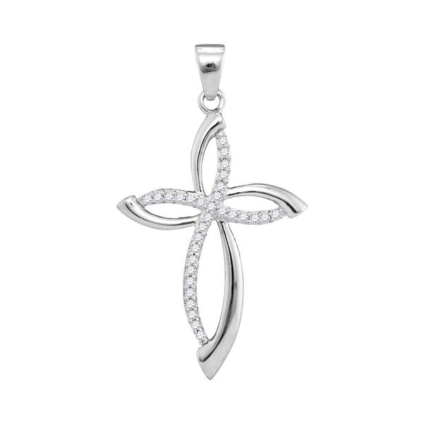 Round Diamond Cross Pendant 1/4 Cttw 10KT White Gold