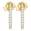 Image 1 : Round Pave-set Diamond Single Row Hoop Earrings 1/4 Cttw 14KT Yellow Gold
