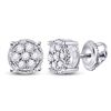 Image 1 : Round Diamond Flower Cluster Earrings 1/6 Cttw 10KT White Gold