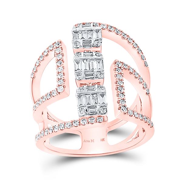 Baguette Diamond Negative Space Band Ring 7/8 Cttw 14KT Rose Gold