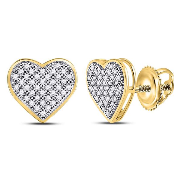 Round Diamond Heart Earrings 1/4 Cttw 10KT Yellow Gold