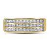 Image 2 : Round Diamond 3-Row Band Ring 1/2 Cttw 10KT Yellow Gold