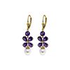 Image 1 : Genuine 6.28 ctw Amethyst & Pearl Earrings 14KT Yellow Gold - REF-49A8K