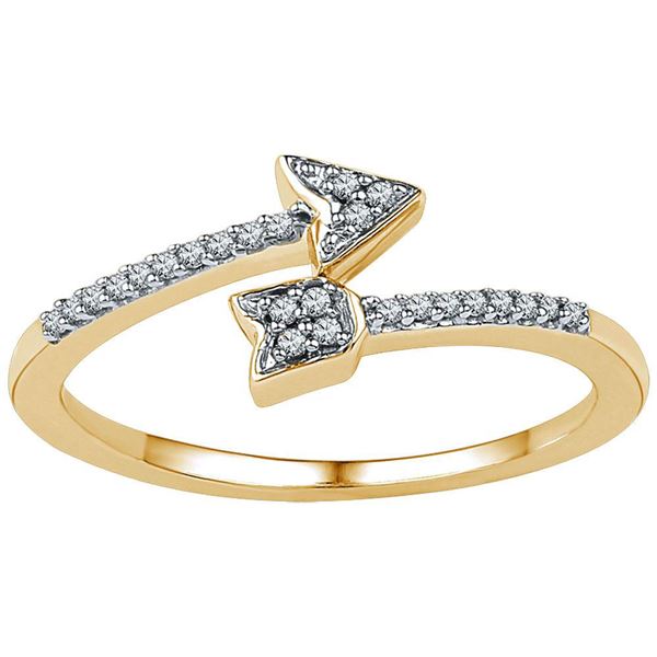 Round Diamond Bisected Arrow Band Ring 1/12 Cttw 10KT Yellow Gold