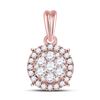 Round Diamond Halo Cluster Pendant 1/2 Cttw 14KT Rose Gold