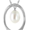 Genuine 4.1 ctw Pearl & Diamond Necklace 14KT White Gold - REF-99H3X