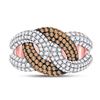 Image 2 : Round Brown Diamond Link Fashion Ring 1-1/2 Cttw 14KT Rose Gold