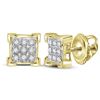 Image 1 : Round Diamond Square Cluster Earrings 1/20 Cttw 10KT Yellow Gold