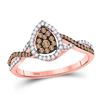 Image 1 : Round Brown Diamond Fashion Pear Cluster Ring 1/3 Cttw 10KT Rose Gold