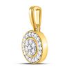 Image 2 : Round Diamond Circle Frame Flower Cluster Pendant 1/6 Cttw 10KT Yellow Gold