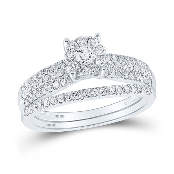 Diamond Bridal Wedding Ring Band Set 1/2 Cttw 14KT White Gold