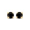 Image 2 : Round Black Color Enhanced Diamond Solitaire Earrings 3/4 Cttw 10KT Yellow Gold