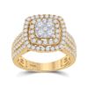Image 1 : Round Diamond Square Cluster Ring 1-1/2 Cttw 14KT Yellow Gold