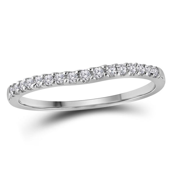 Round Diamond Single Row Contoured Wedding Band 1/6 Cttw 10KT White Gold