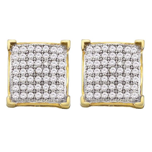 Round Diamond Square Earrings 1/3 Cttw 10KT Yellow Gold