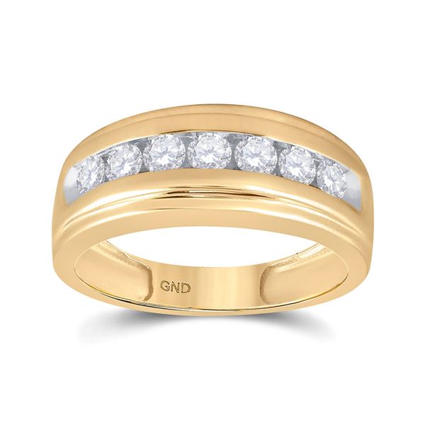 Round Diamond Wedding Channel-Set Band Ring 7/8 Cttw 10KT Yellow Gold
