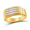 Image 1 : Round Diamond Triple Row Band Ring 1/4 Cttw 10KT Yellow Gold