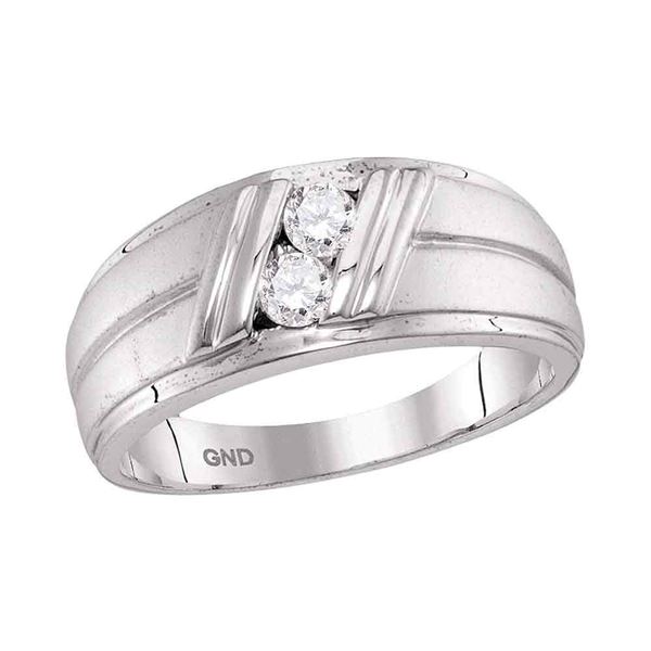 Round Diamond 2-Stone Wedding Anniversary Band Ring 1/3 Cttw 10KT White Gold