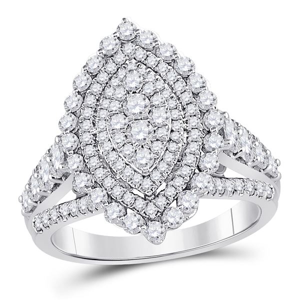 Diamond Cluster Bridal Wedding Engagement Ring 1-3/4 Cttw 14KT White Gold