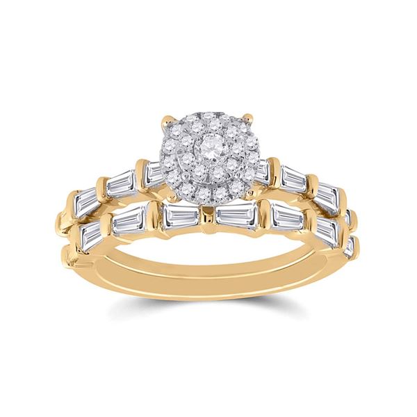 Diamond Bridal Wedding Ring Band Set 1 Cttw 14KT Yellow Gold