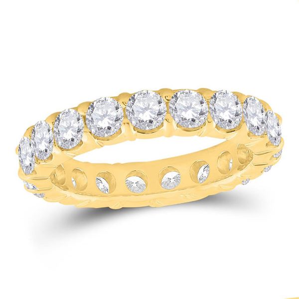 Round Pave-set Diamond Eternity Wedding Band 3 Cttw 14KT Yellow Gold