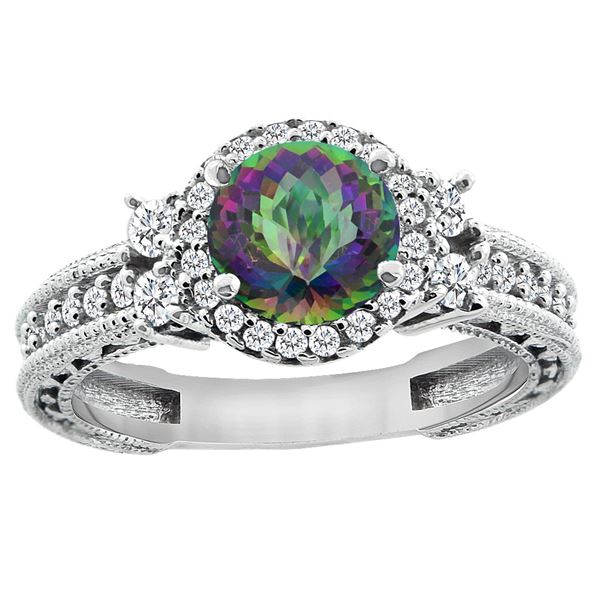 1.46 CTW Mystic Topaz & Diamond Ring 14K White Gold - REF-77Y4V