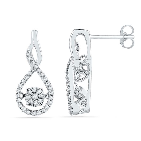 Round Diamond Moving Cluster Earrings 1/3 Cttw 10KT White Gold