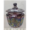 Image 1 : Cookie jar, iridescent carnival red tint glass