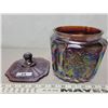 Image 2 : Cookie jar, iridescent carnival red tint glass