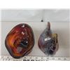 Image 2 : Rooster on nest iridescent carnival red tiny glass no chips or cracks