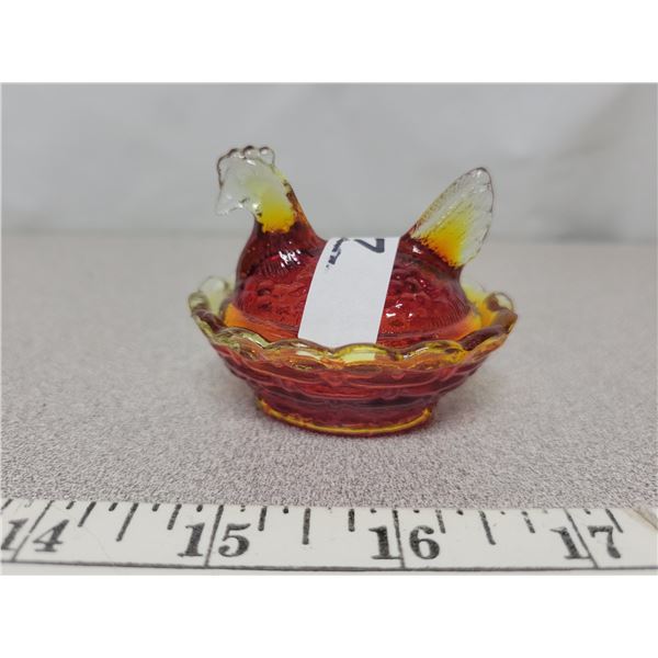 Small red hen on nest no chips or cracks