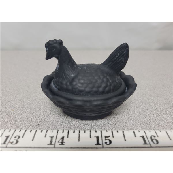 Small black hen on nest no chips or cracks