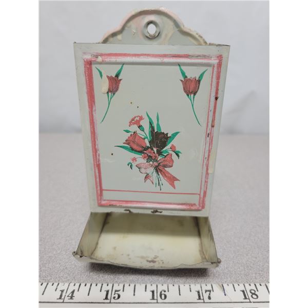 Match box - white with flower pattern, good condition