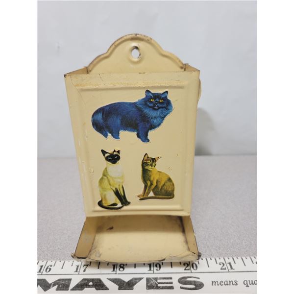 Match box - tan home cat decorated, good condition