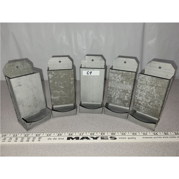 Five metal match boxes ready to decorate and paint