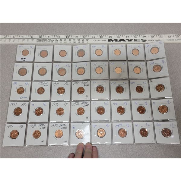 Proof like Canada pennies 1961-2000