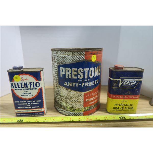 3 Tins 1 Prestone Anti-Freeze 2 Multi-purpose Tins