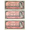 Image 1 : Lot of 3 1954 Canada $2 bills, Beattie/Rasminsky (T/U 9965617), Bouey/Rasminsky (T/G 0686535), Lawso