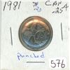Image 1 : 1981 punched 25¢