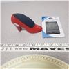 Image 1 : Vintage Red High Heel Pin Cushion and 70pk of sewing needles